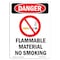 Signmission OSHA Danger Sign, Flammable Material No Smoking, 10in X 7in Rigid Plastic, 7" W, 10" L, Portrait OS-DS-P-710-V-1247 - alternate 1